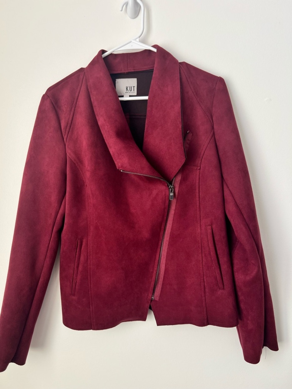 Kut from the Kloth Burgundy Suede Elena Gilbert Moto Jacket